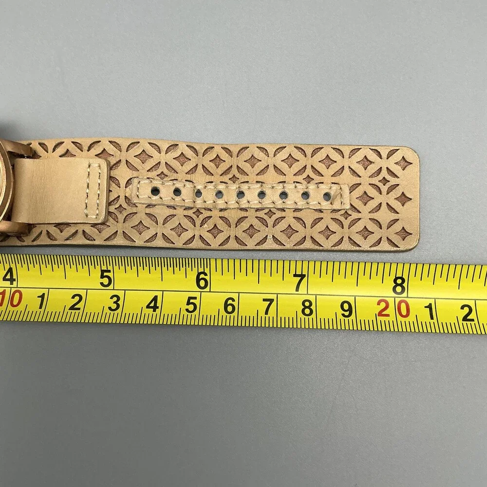 Fossil Womens Watch 38mm Rose Gold Tone Leather Chronograph Date New Battery